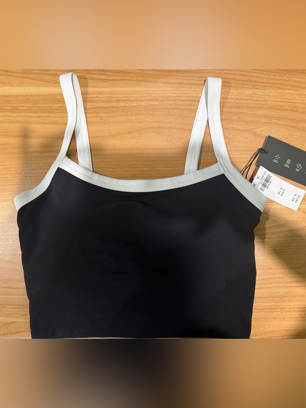 NWT- Abercrombie & Fitch YPB black sports bra with white trim